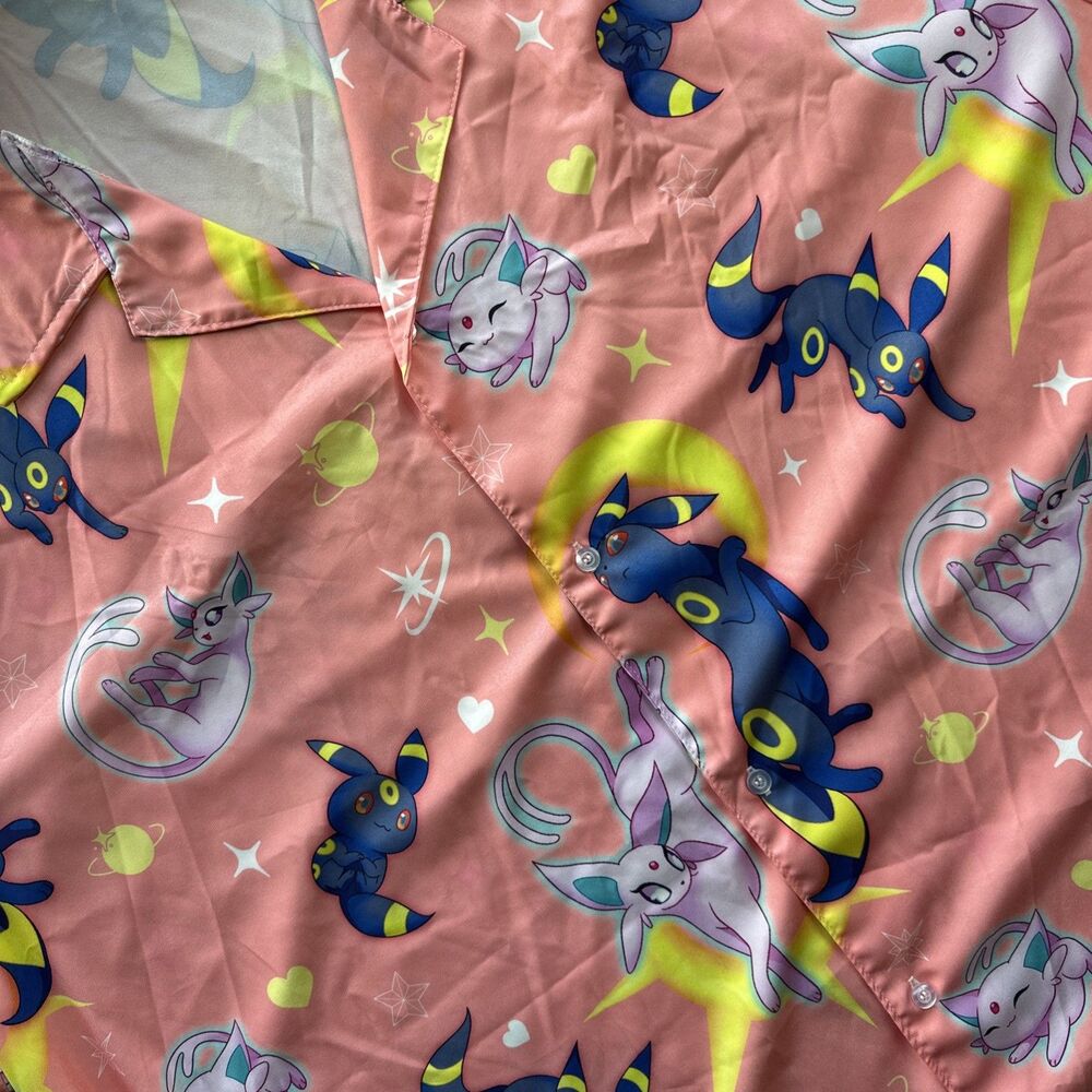 Pokemon Umbreon Button-up Shirt Size 4XL Short Sleeve